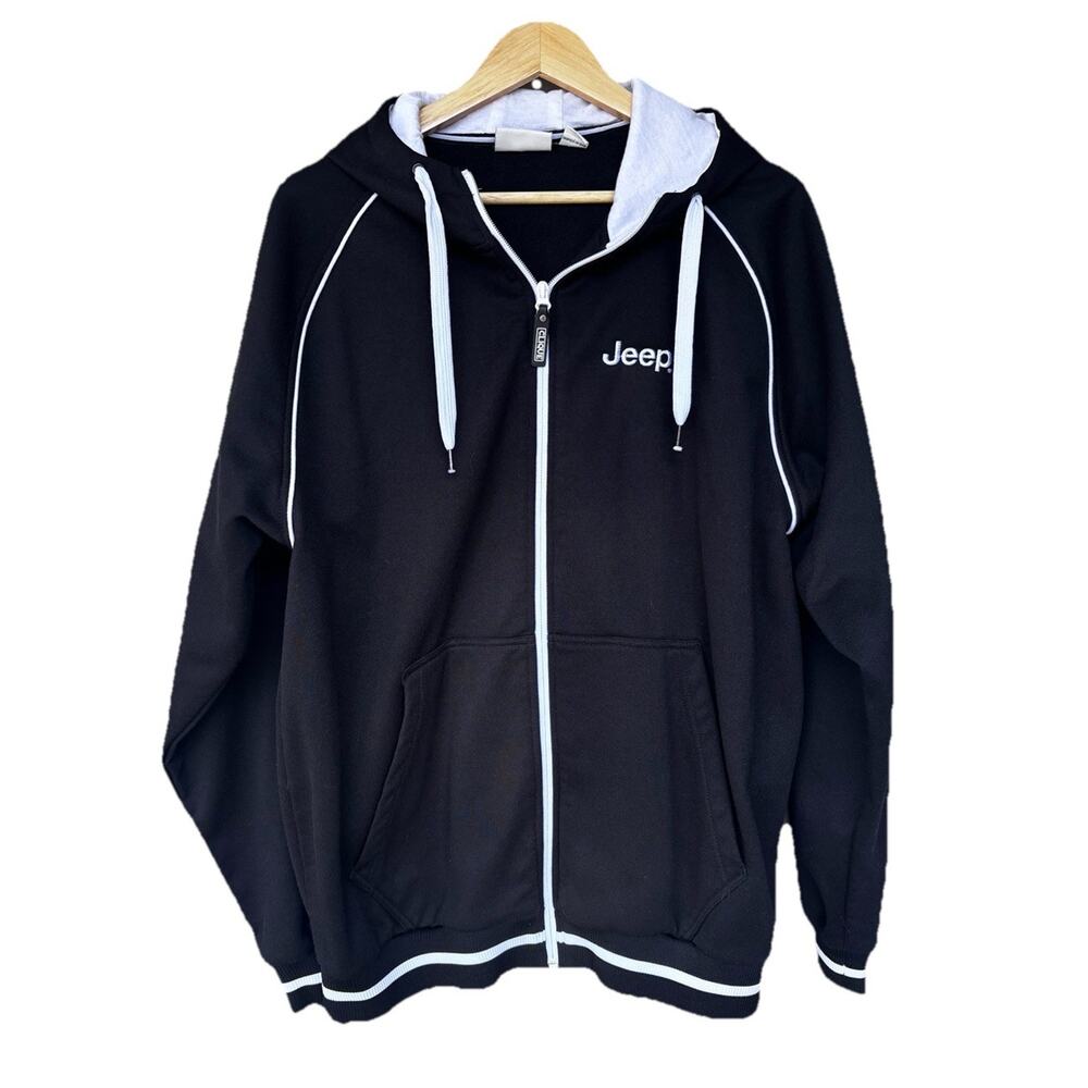 Vintage Jeep Clique Full Zip Men's Hoodie Black White
